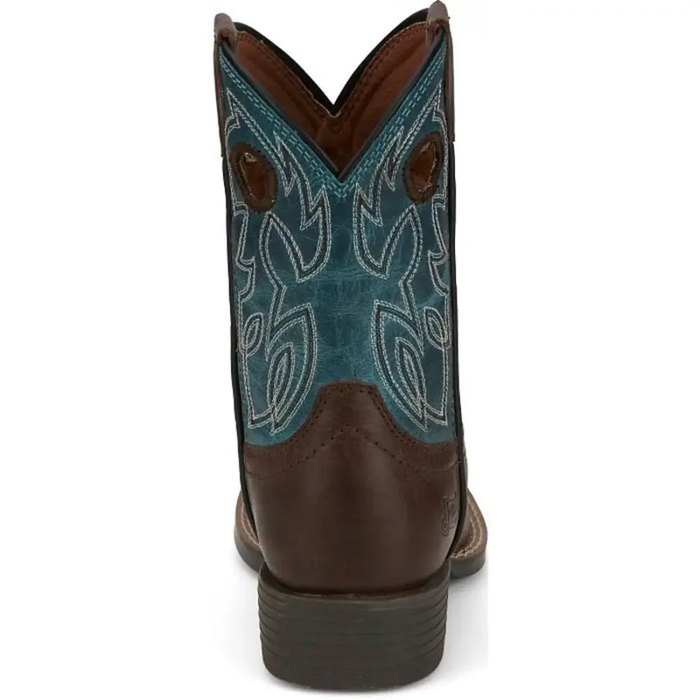 Justin Children's Bowline Junior Sapphire Blue Western Boots, Size 4